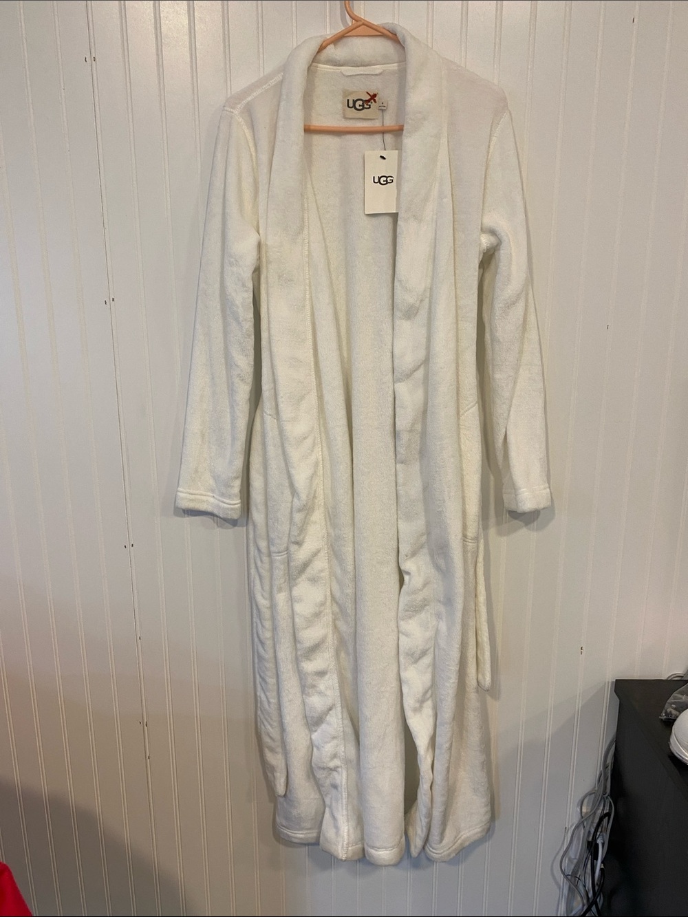 UGG Marlow Plush Long White Robe with Shawl Collar
